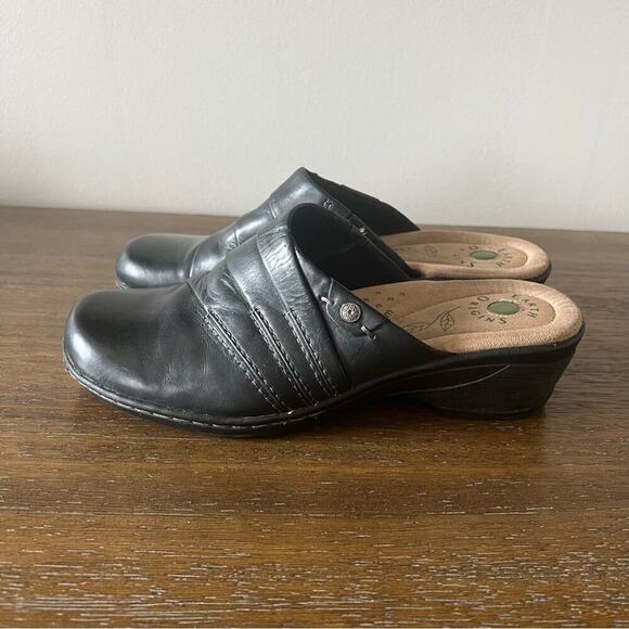Earth Origins Woman’s Ginger Black Leather Comfort Clogs- Size 8M - Picture 1 of 8